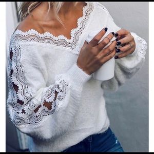 Brand New Plush V Neck Lace Embroidered stitch